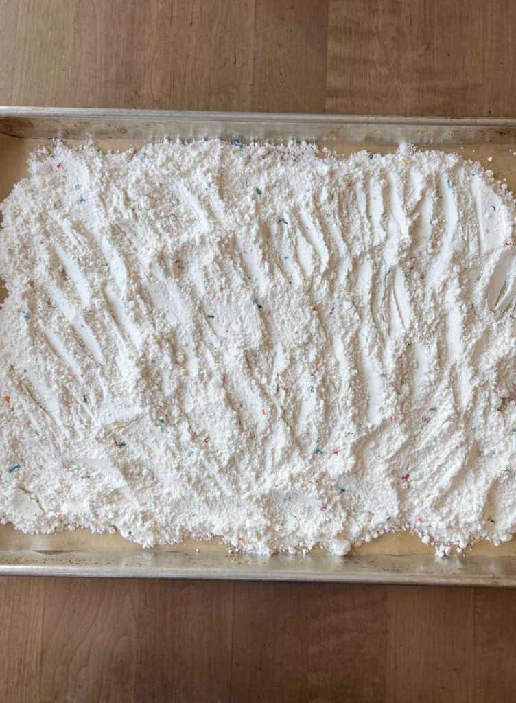 heat treat funfetti cake mix on baking sheet