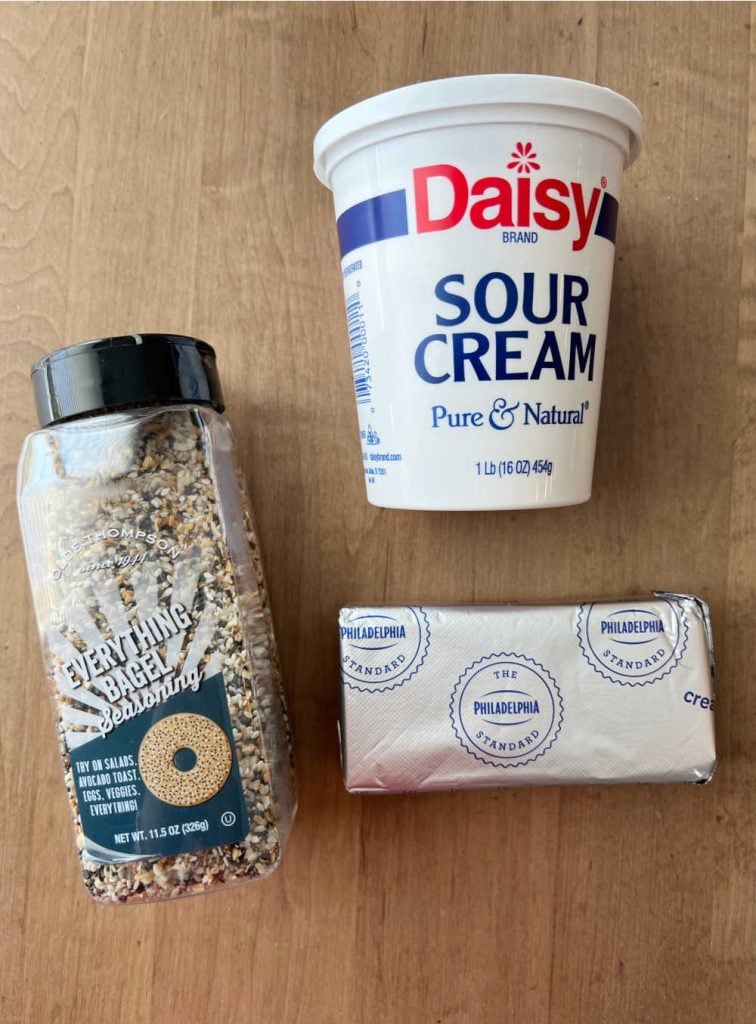 sour cream, cream cheese and everything bagel seasoning blend