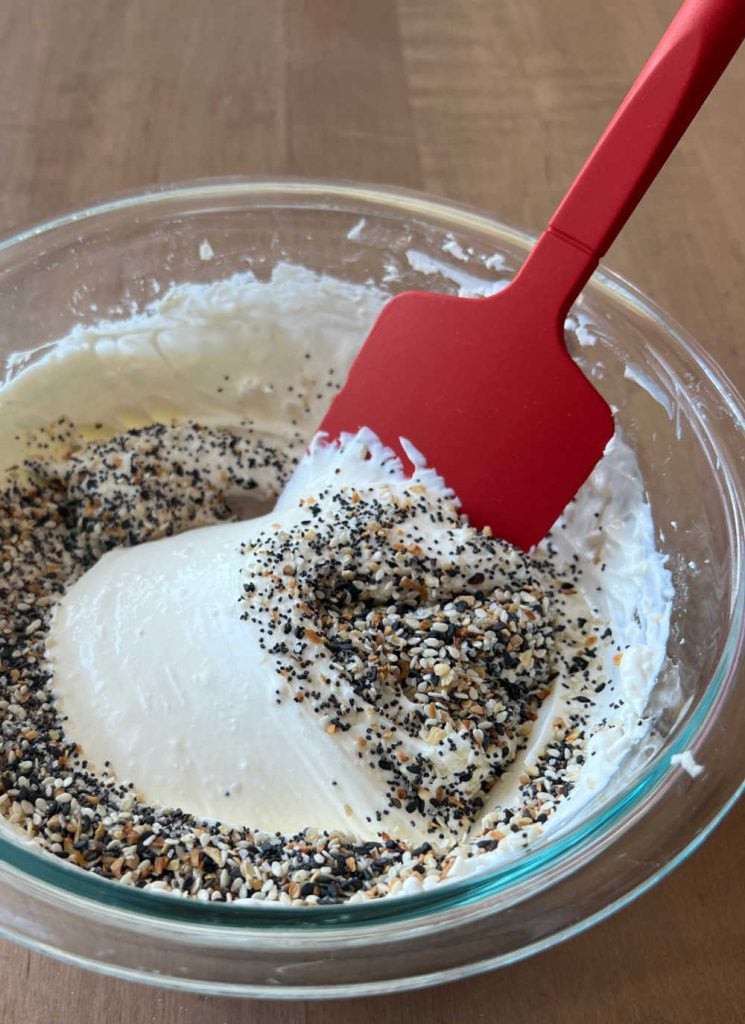 mix dip ingredients together with spatula