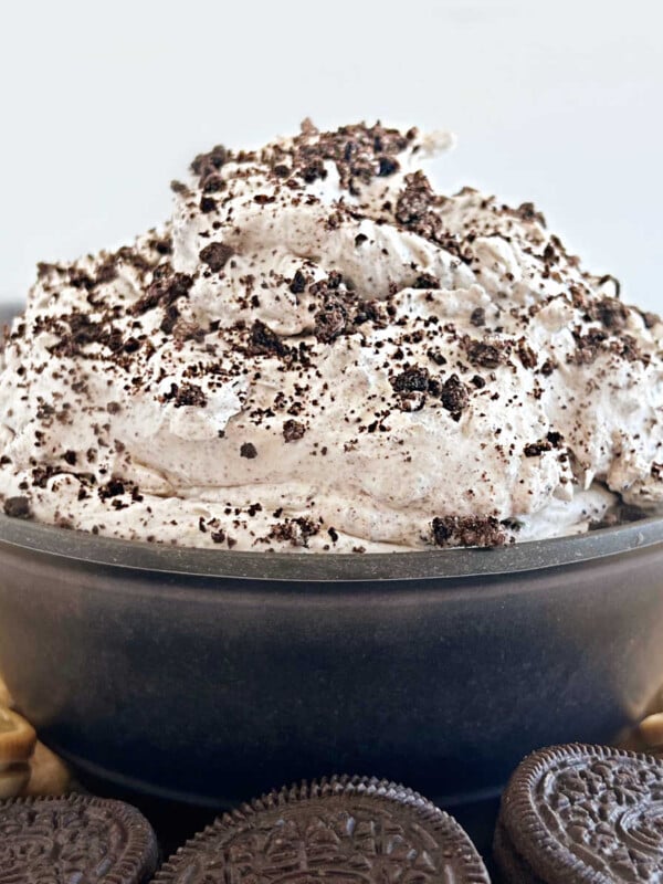 oreo dip with crushed Oreos in a serving bowl