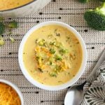 bowl of homemade broccoli cheddar soup