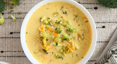 bowl of homemade broccoli cheddar soup