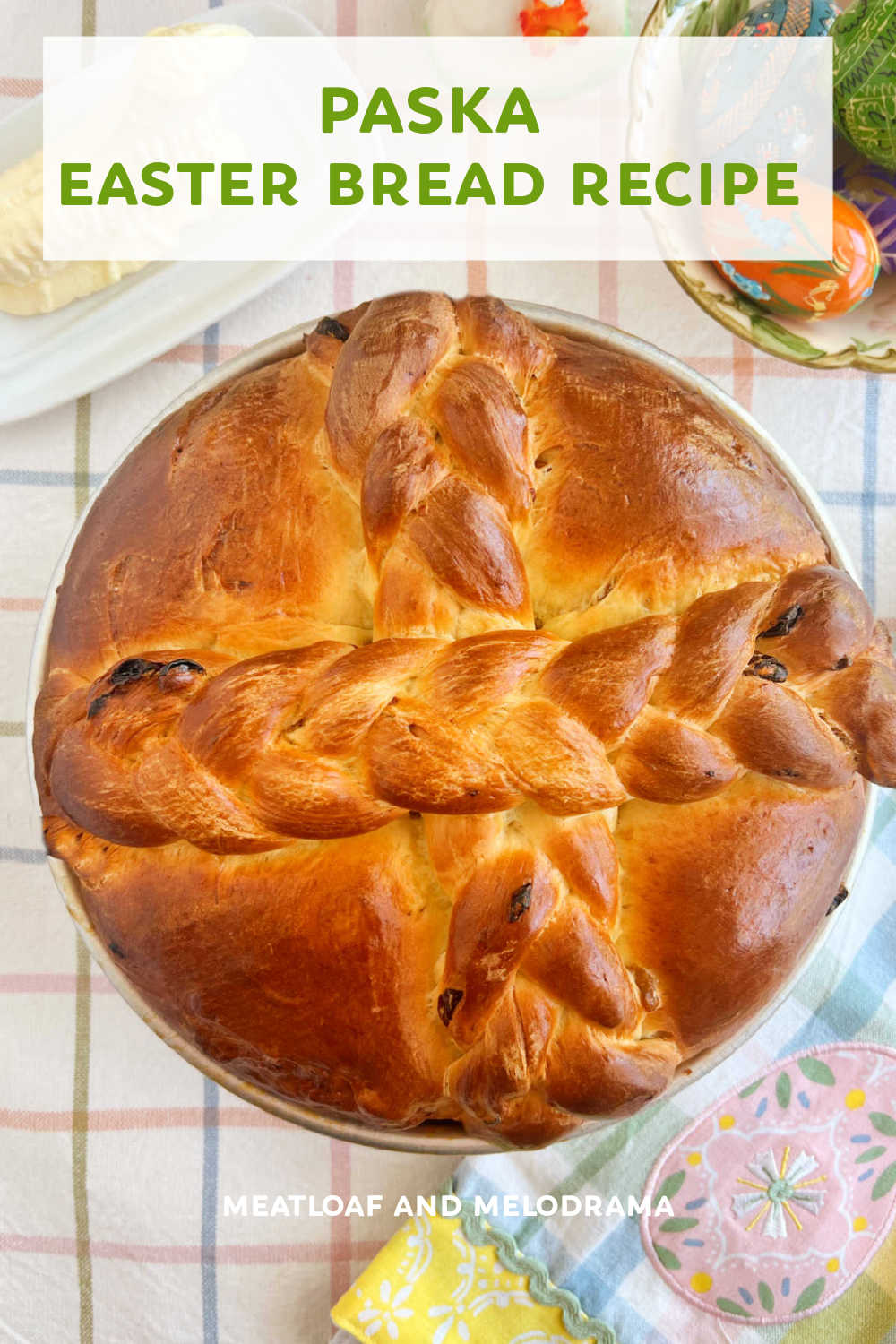 Paska Bread is a Ukrainian and Slovak Easter bread recipe that is traditionally served on Easter morning with other Eastern European Food. Similar to Polish Babka, this eggy, slightly sweet bread with golden raisins is a delicious family tradition. via @meamel
