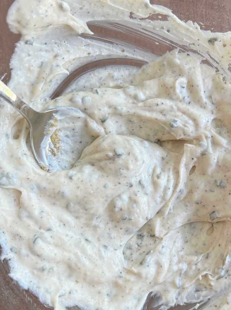mix mayonnaise and ranch dressing mix in a bowl