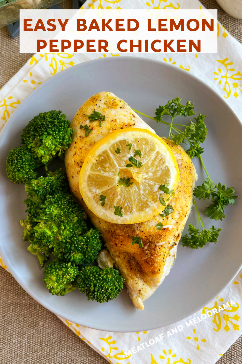 Baked Lemon Pepper Chicken is an easy recipe with chicken breasts baked in the oven with lemon pepper seasoning until tender and juicy. Your whole family will love this delicious easy dinner! via @meamel