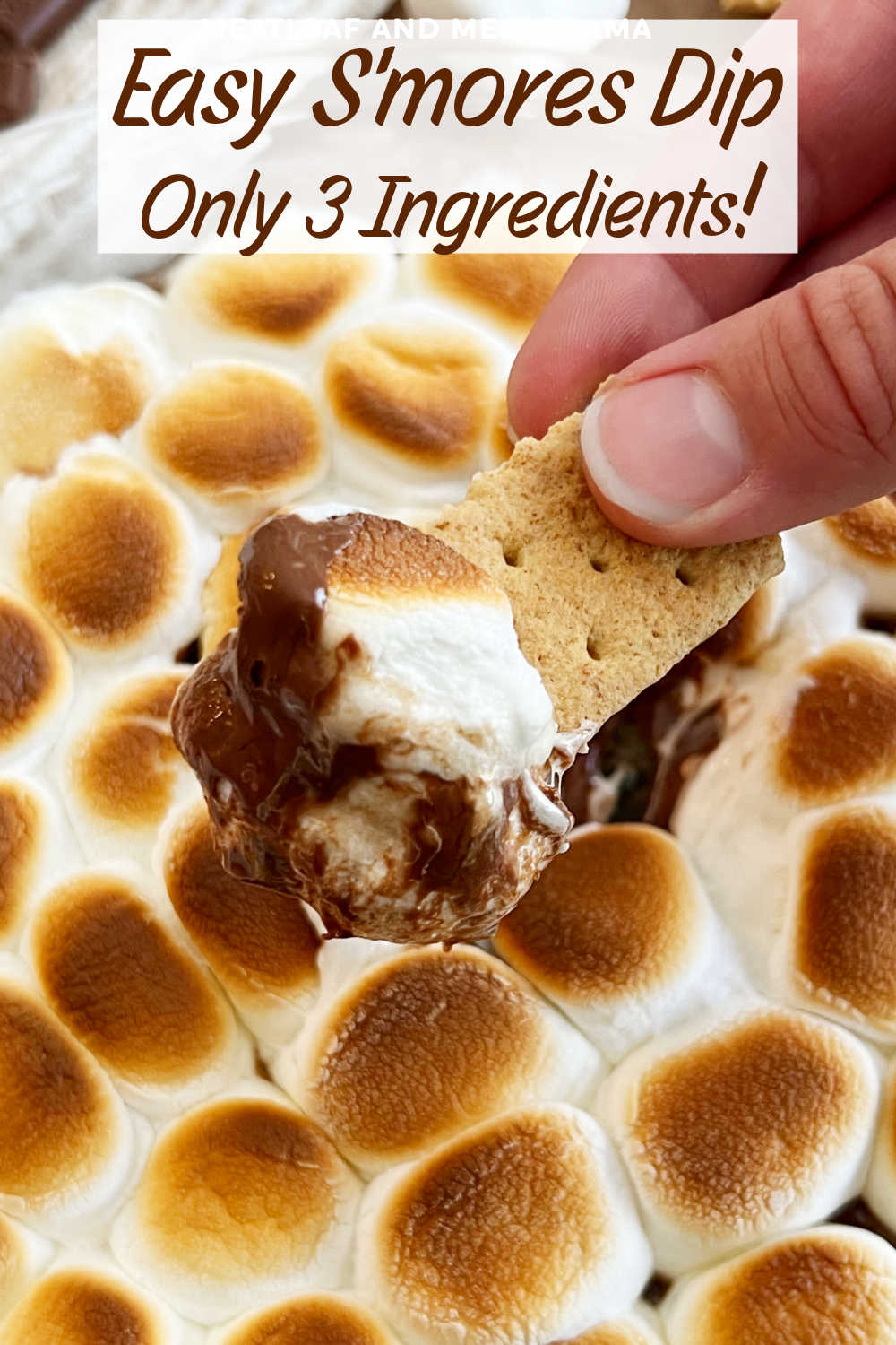 Make super Easy S'mores Dip in the oven with only 3 ingredients. This easy recipe makes a delicious dessert dip the whole family will love. Perfect for an easy dessert or snack! via @meamel