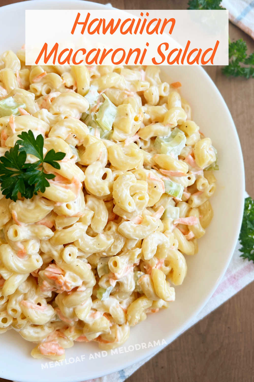 Hawaiian Macaroni Salad (Mac Salad) is made with a handful of simple ingredients and a super creamy dressing. This easy recipe is the perfect side dish for summer cookouts! via @meamel