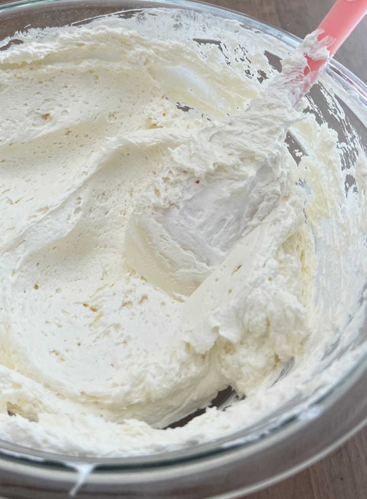 fold cool whip into cream cheese mixture with rubber spatula