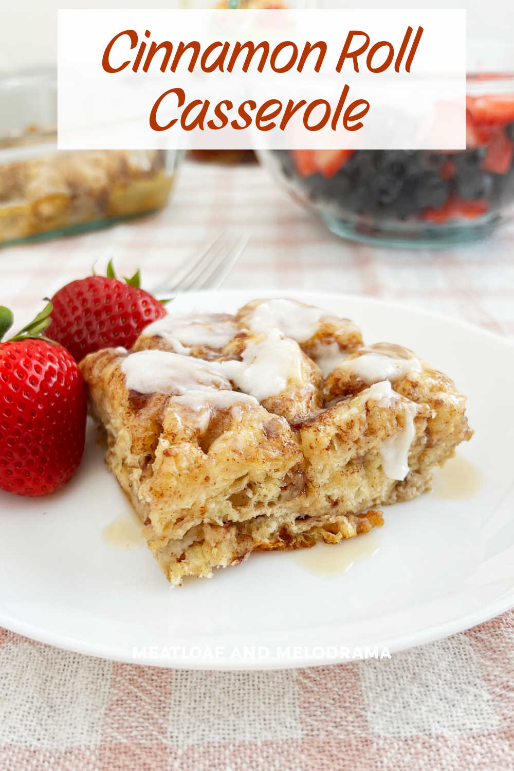 Cinnamon Roll Casserole is an easy recipe for a breakfast bake made with canned cinnamon rolls. Perfect for a weekend breakfast or holiday brunch! The whole family will love this breakfast casserole! via @meamel