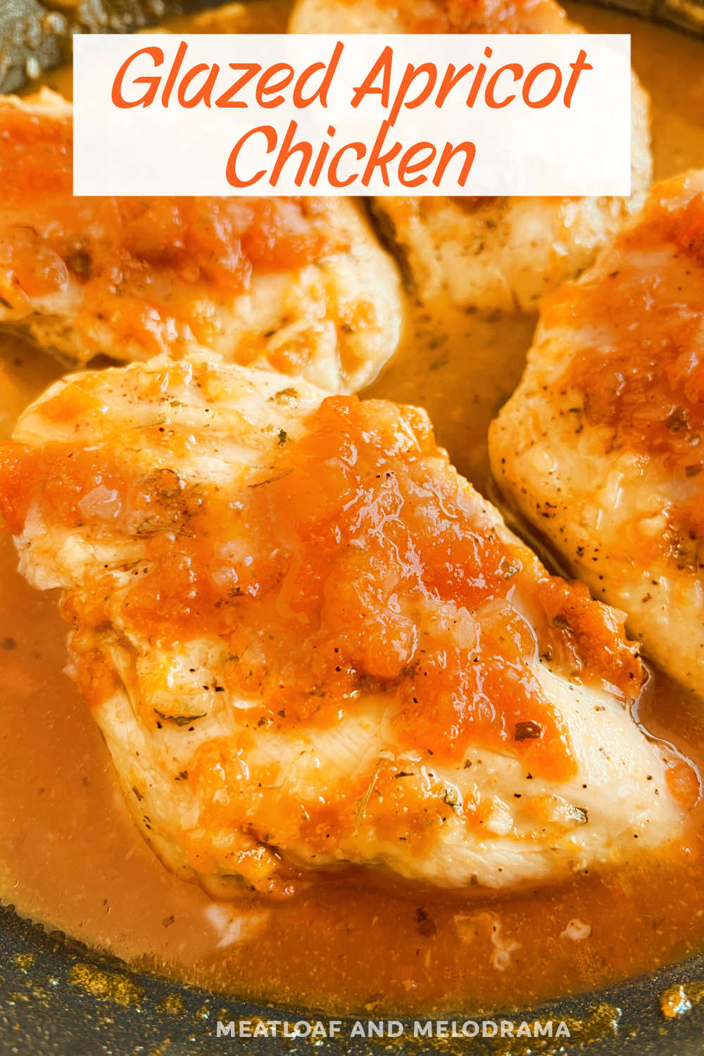 This Skillet Glazed Apricot Chicken Recipe is made with tender chicken breasts cooked in a delicious apricot glaze. An easy recipe for busy weeknights that the whole family loves! via @meamel
