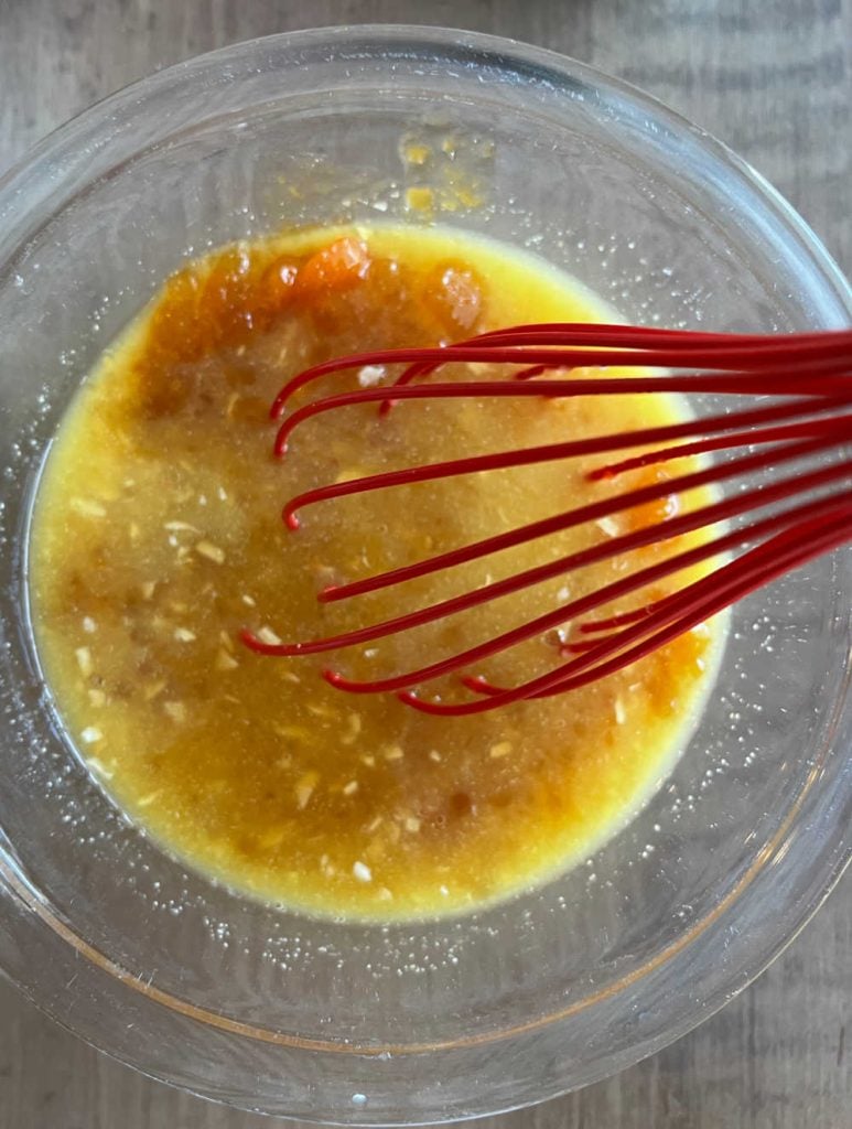whisk apricot glaze ingredients in mixing bowl