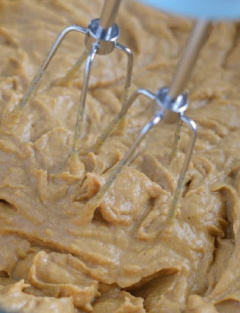 mix pumpkin puree with cheesecake filling in mixing bowl.