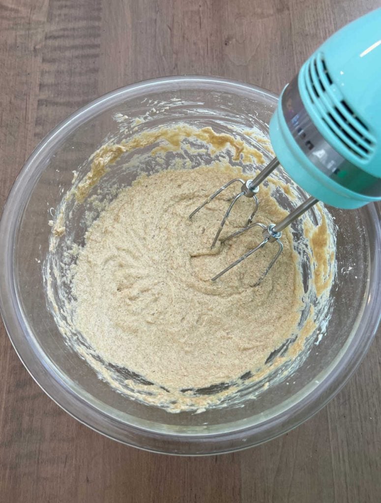 cream butter and brown sugar in mixing bowl.