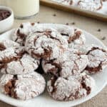 chocolate crinkle cookies on a plate.