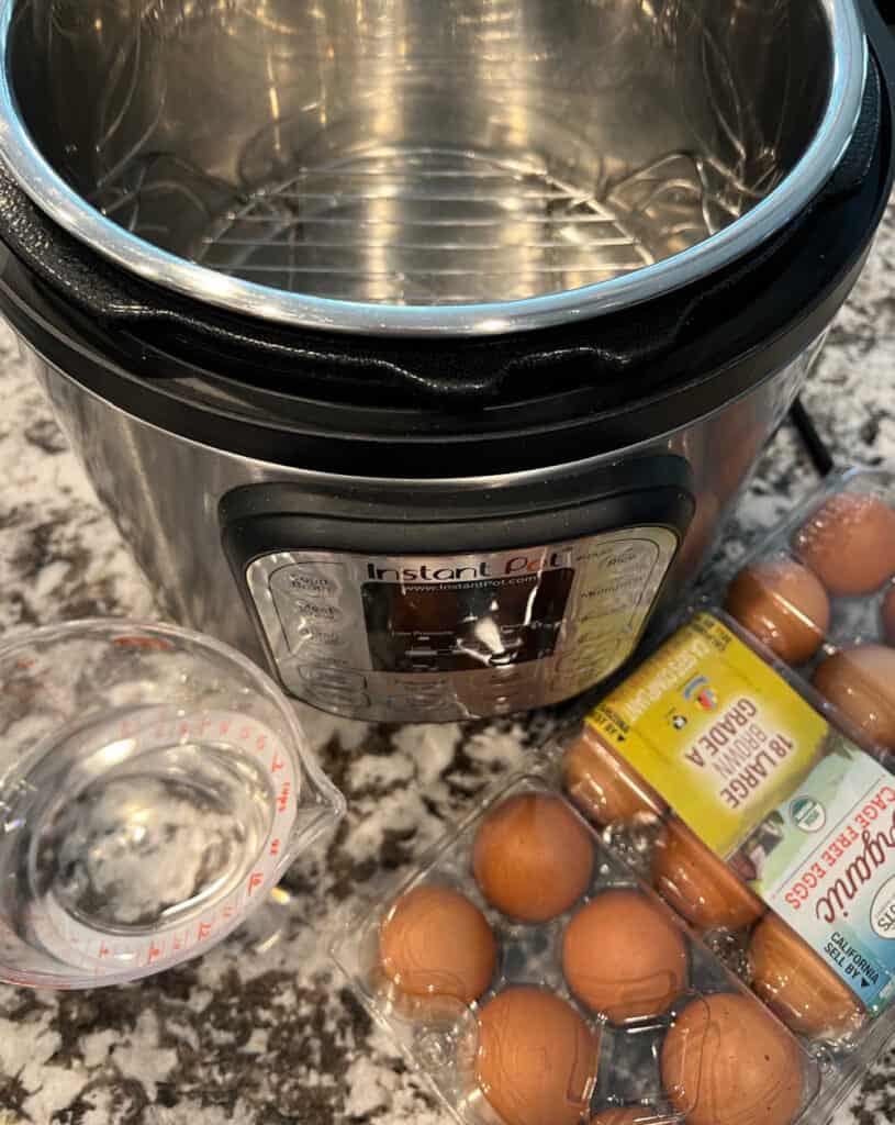 eggs, water and Instant Pot pressure cooker