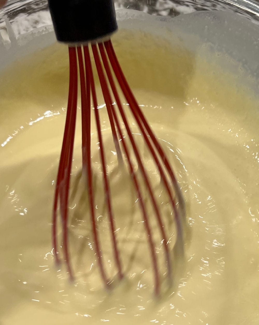whisk eggs and heavy cream.