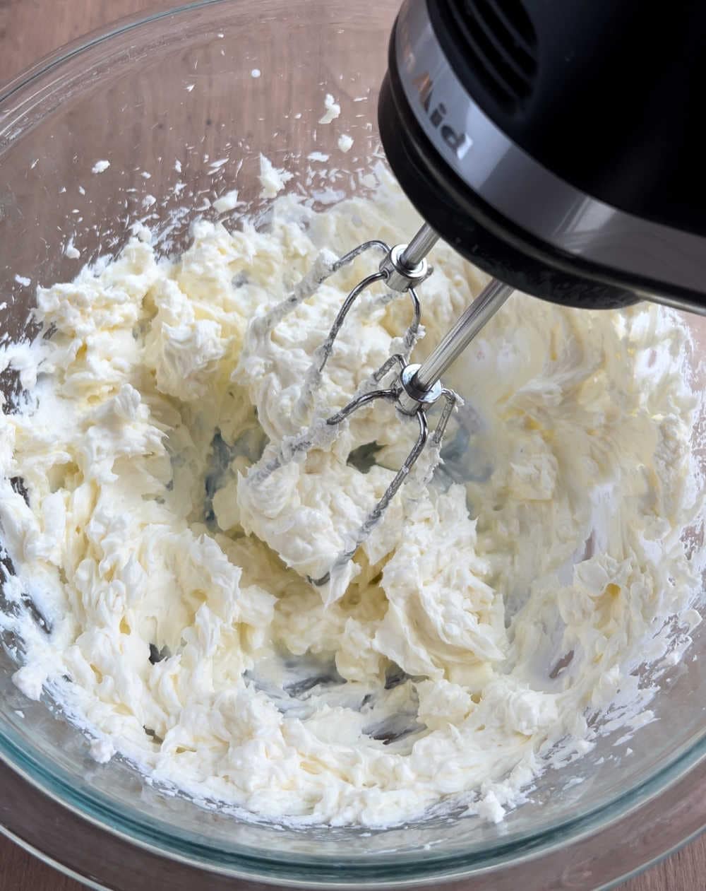 mix cream cheese in mixing bowl.
