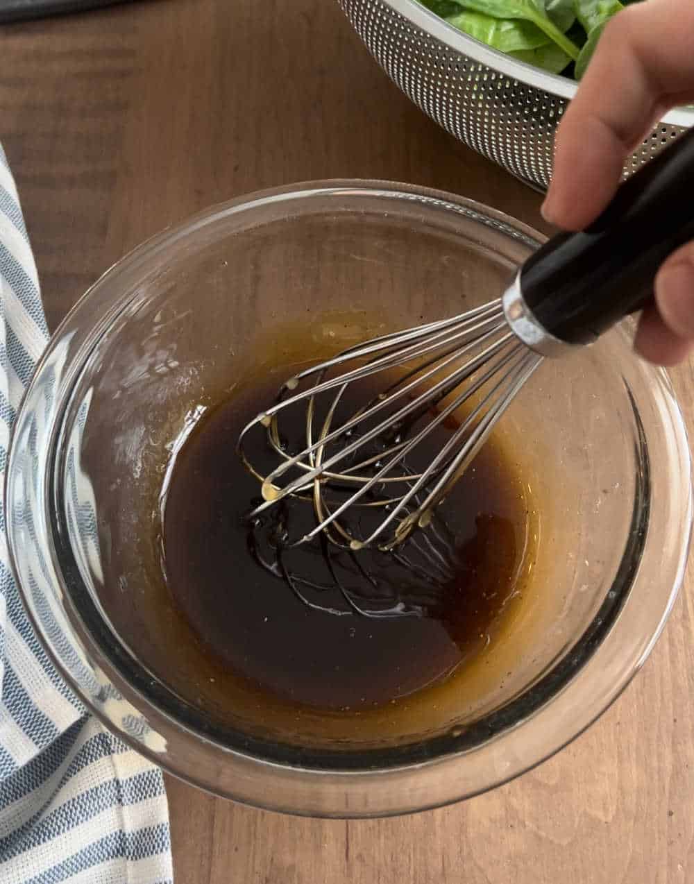 whisk dressing ingredients in small bowl