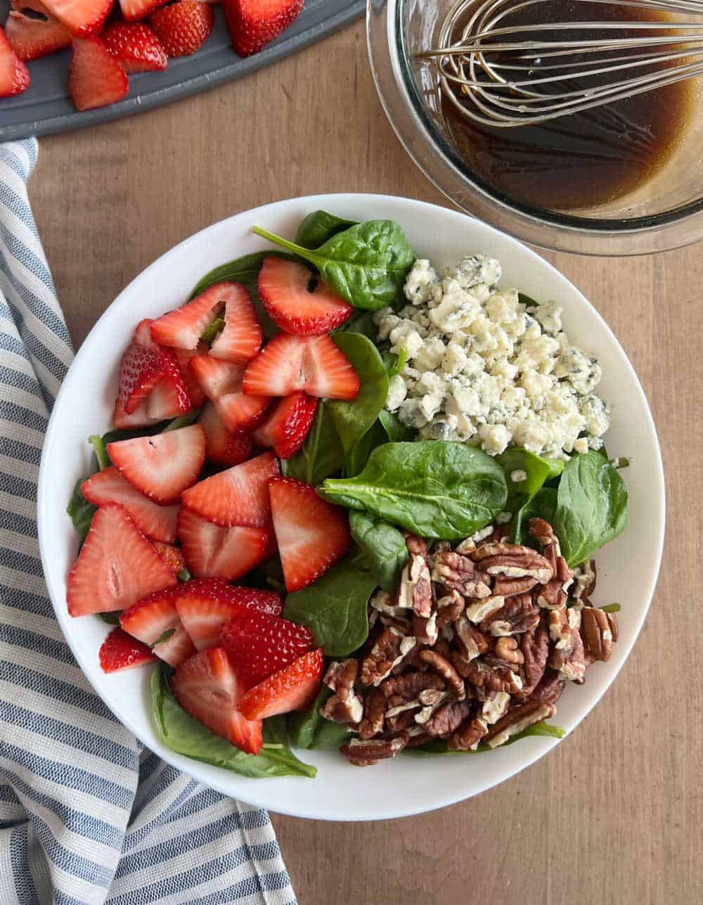 salad ingredients in serving bowl.