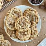 twix cookies with chocolate chips on a plate.