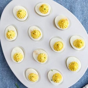 tray of deviled eggs.