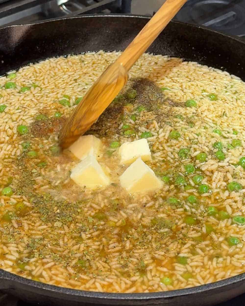 stir butter and spices in pan.