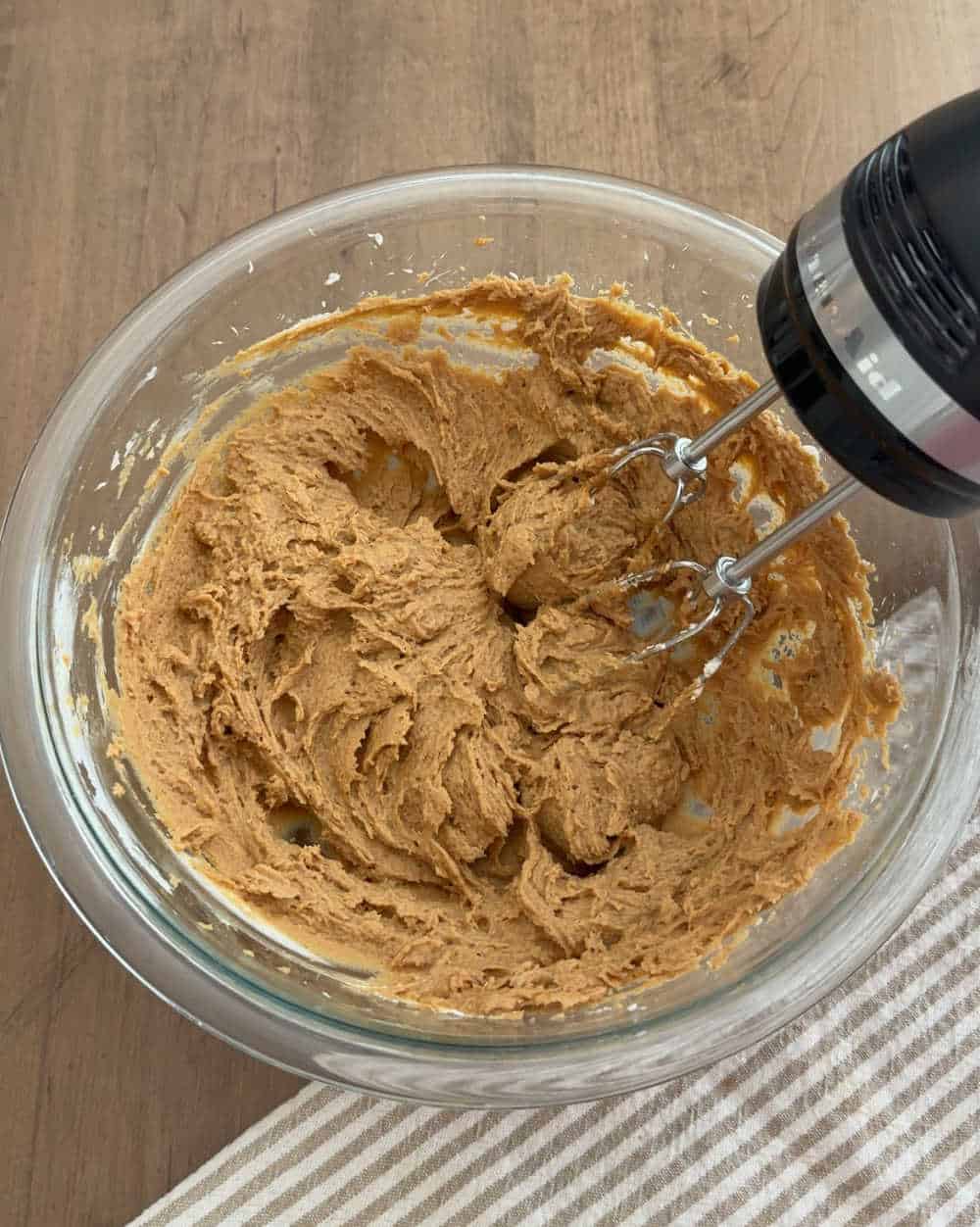 mix filling ingredients in bowl with electric mixer.
