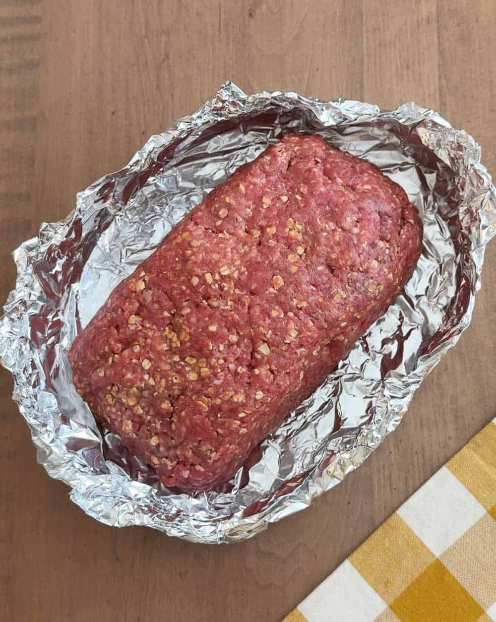meat loaf in aluminum foil.