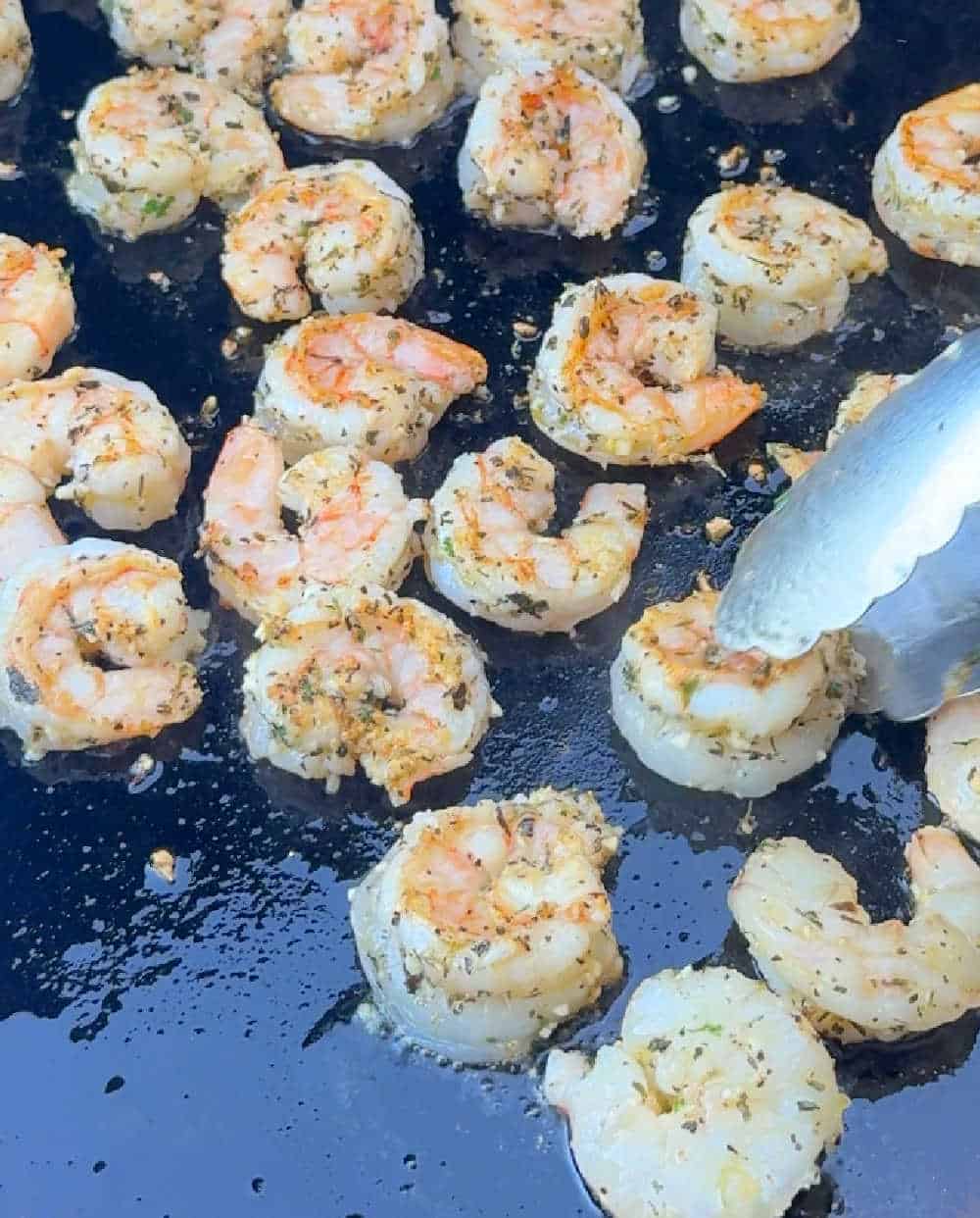 turn shrimp with BBQ tongs.