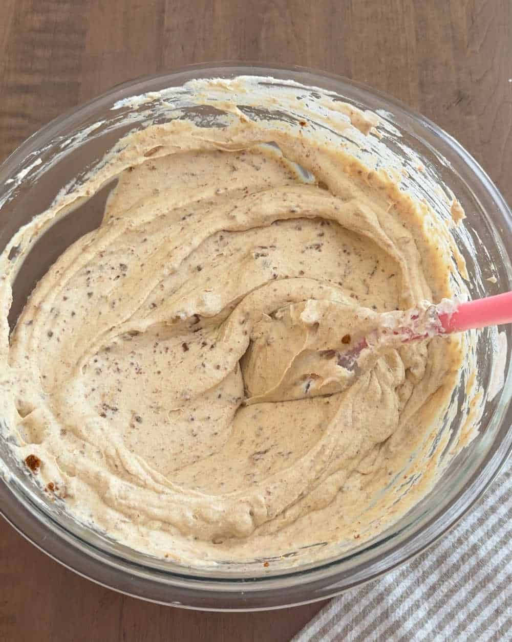 fold ice cream mixture with spatula.