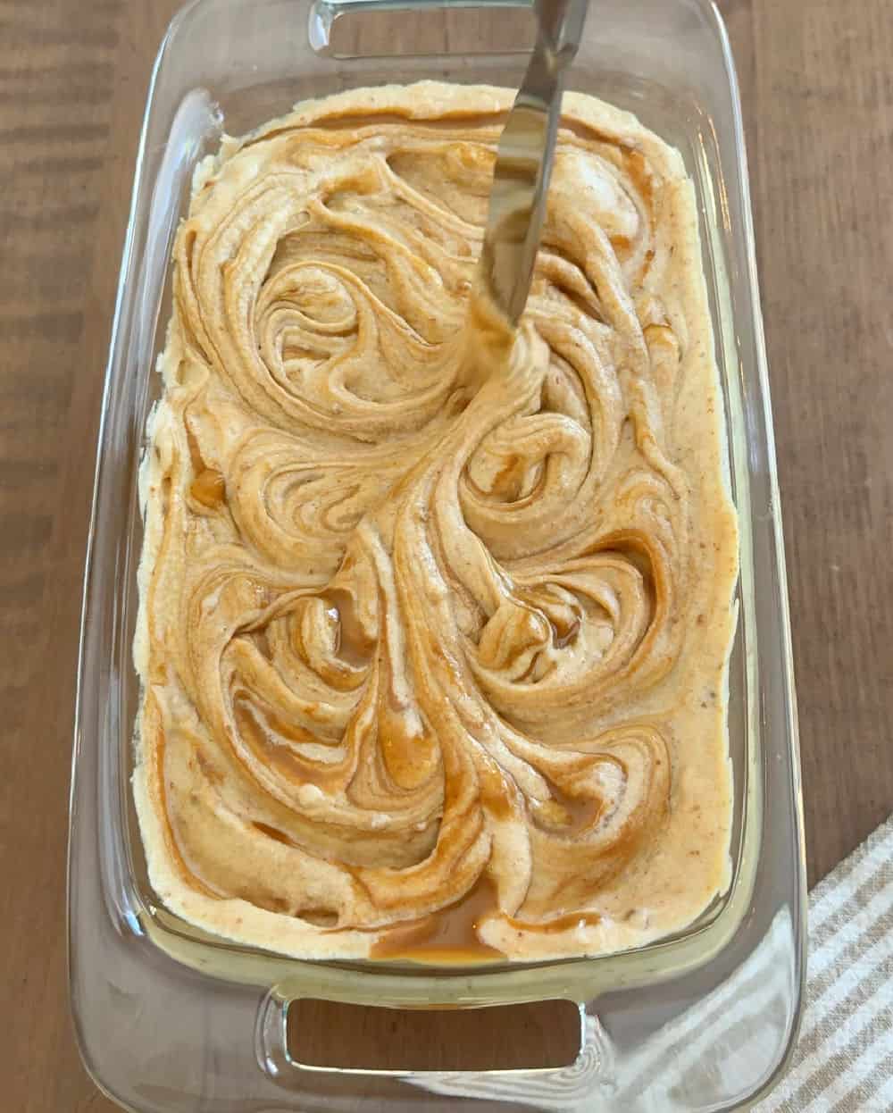 swirl melted cookie butter with knife.