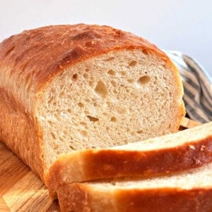 loaf of sourdough sandwich bread sliced.