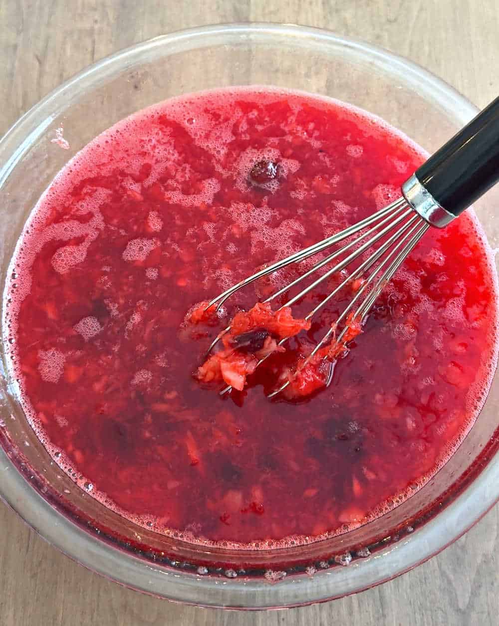 mixing all ingredients in bowl with whisk.