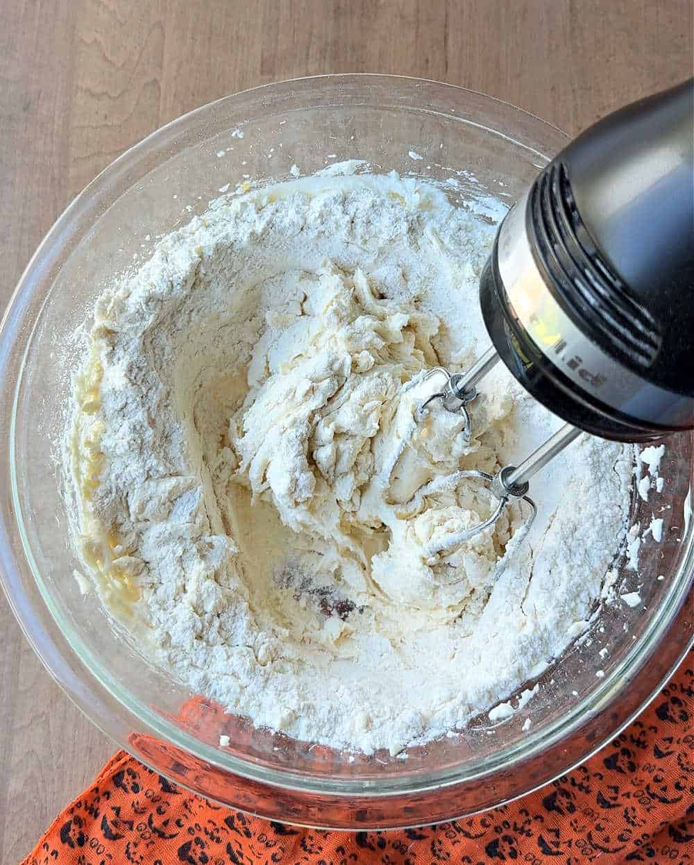 mixing in dry ingredients.