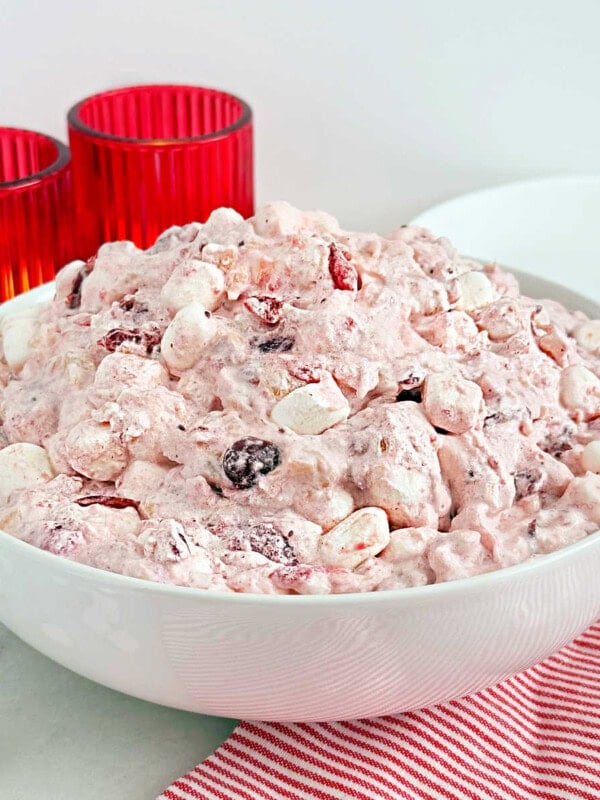 cranberry fluff with cool whip and marshmallows.