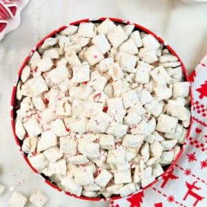 peppermint puppy chow with candy canes.