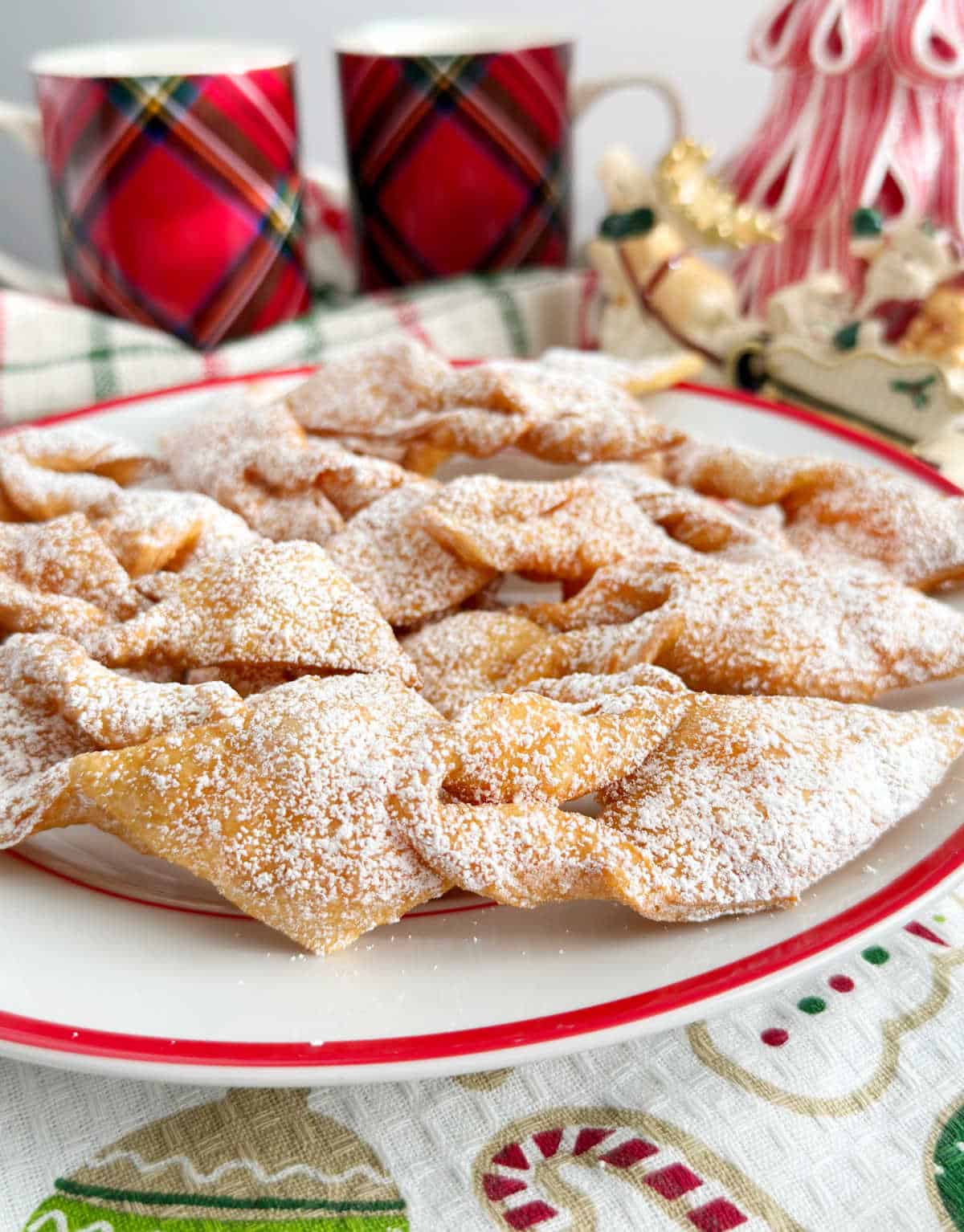 Polish angel wing cookies on a plate.