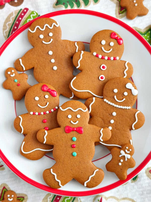 gingerbread cookies decorated with royal icing.