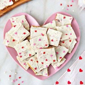plate of Valentine crack candy.