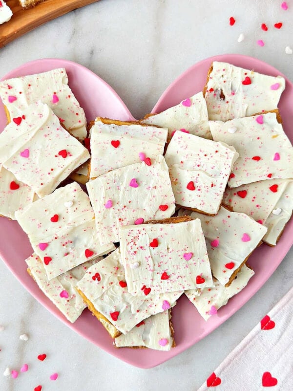 plate of Valentine crack candy.