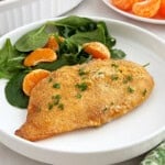 ritz cracker chicken with salad.