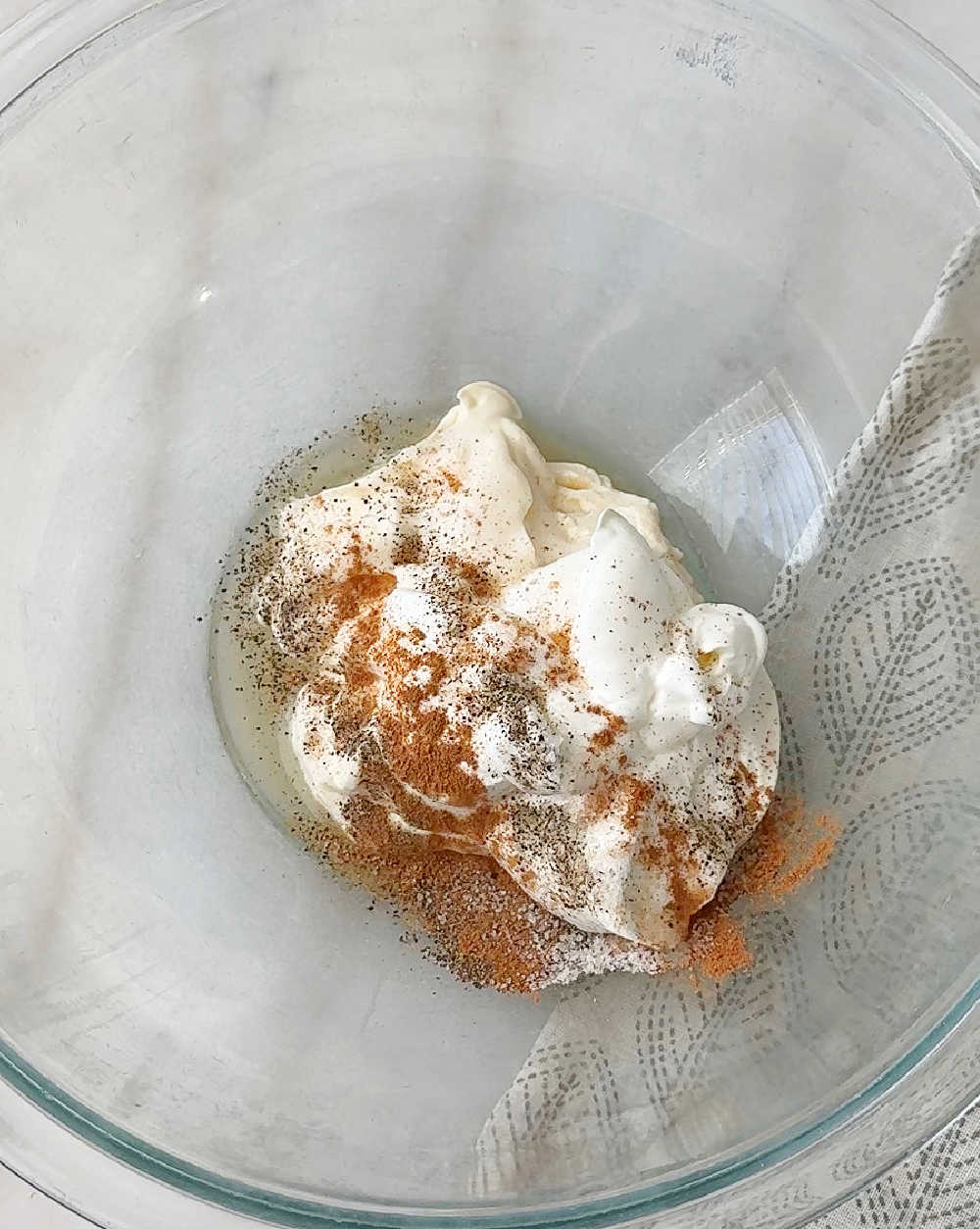 dressing ingredients in mixing bowl.