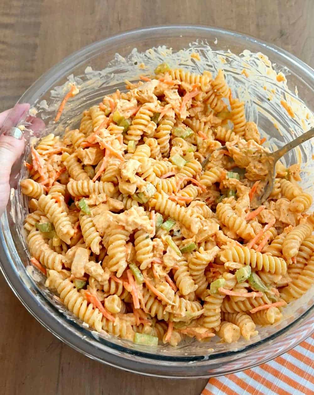 mixing all ingredients together with spoon.