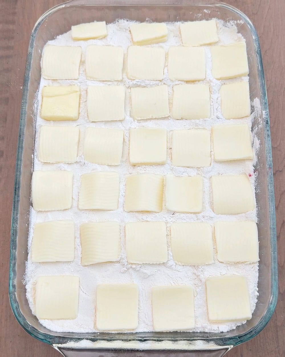 adding butter on cake mix layer.