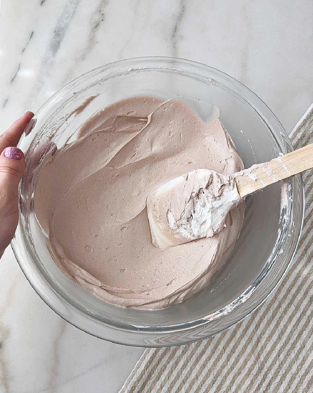 folding in whipped topping.