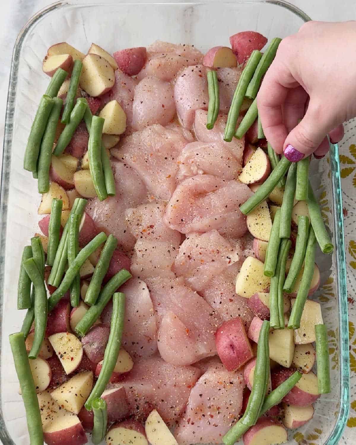 adding green beans.