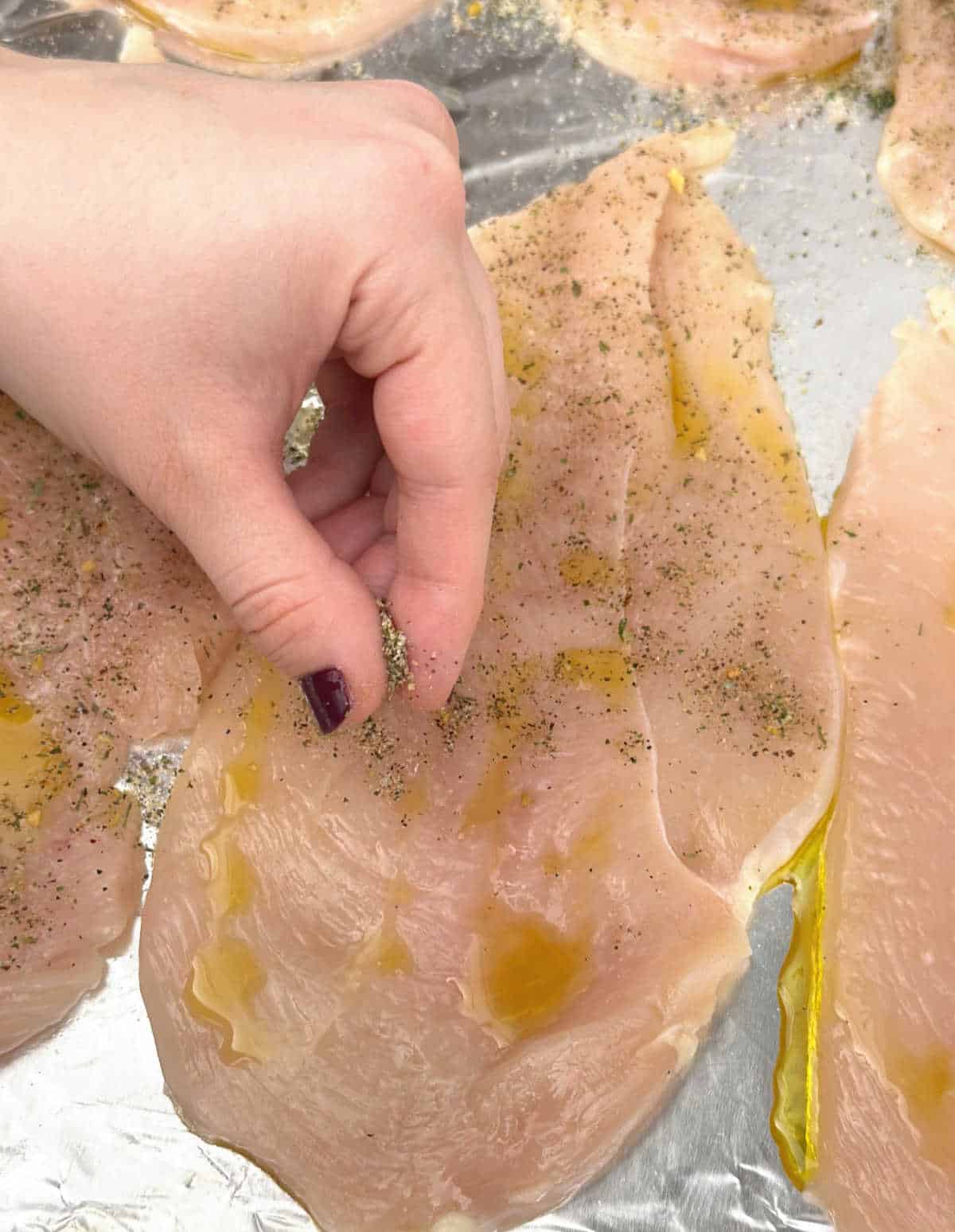seasoning chicken.