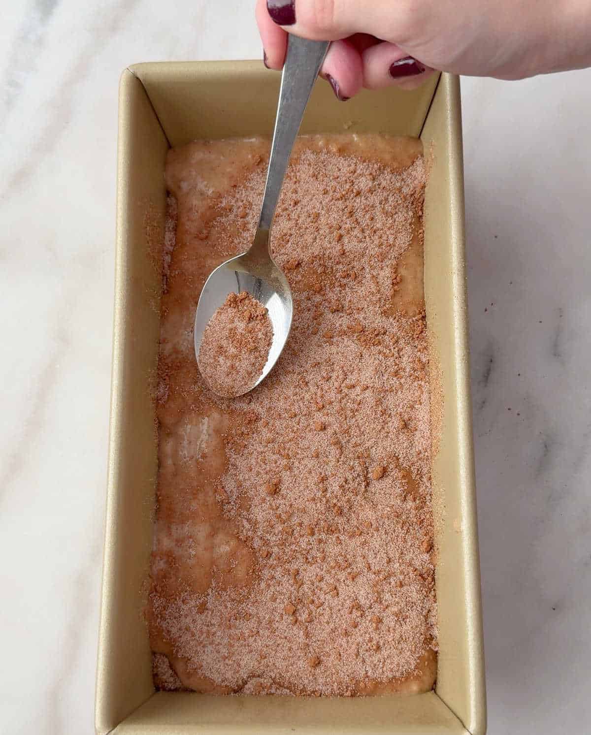 adding cinnamon sugar mixture.
