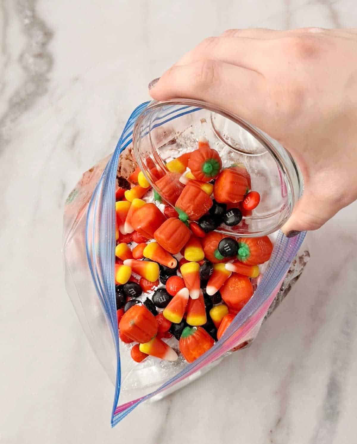 adding fall candies.
