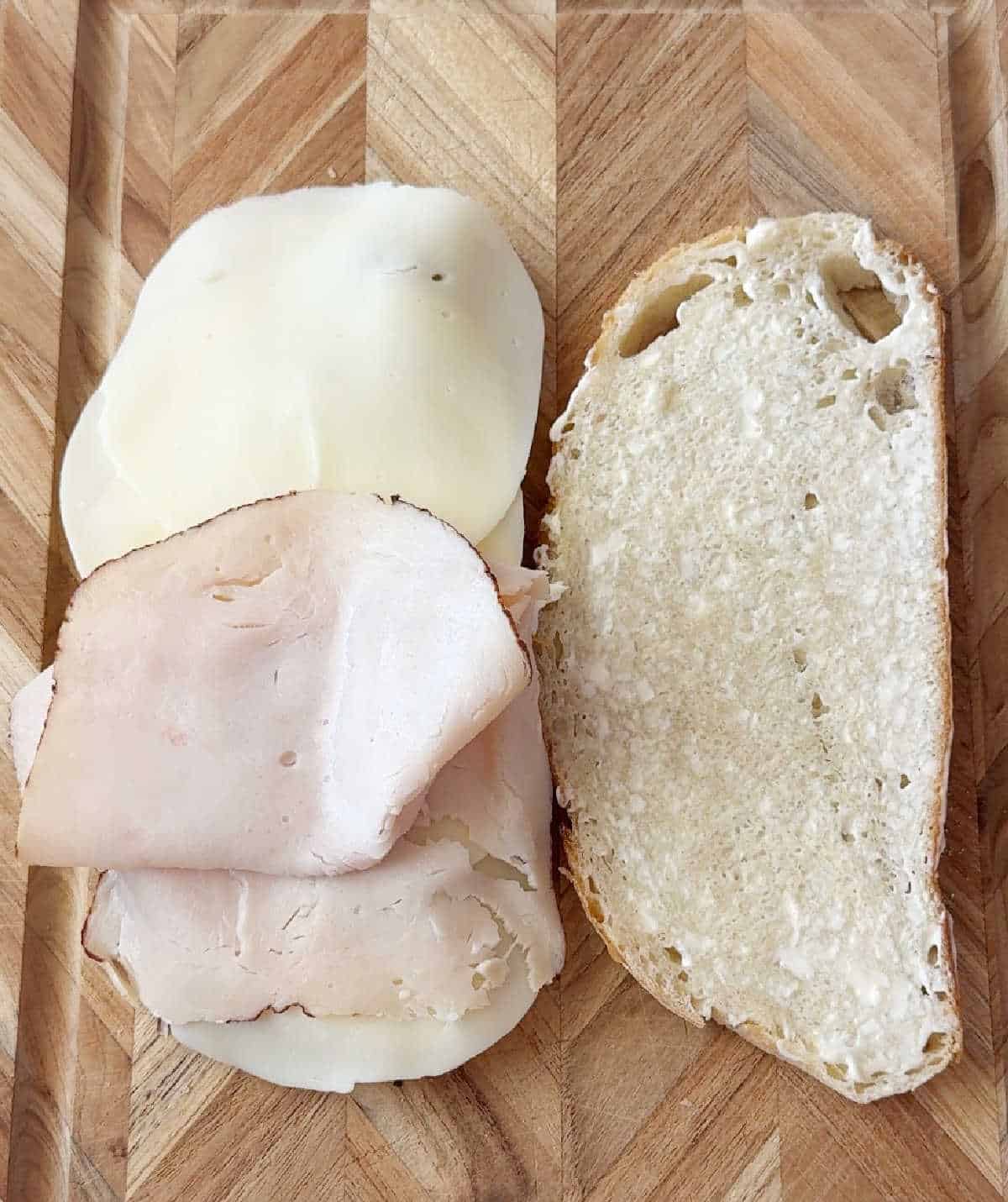 turkey and cheese on bread.
